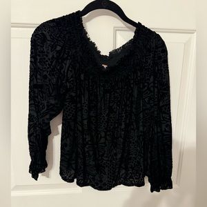 Free People Off-The-Shoulder Black Lace Top